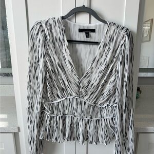 White House Black Market Monochrome V-Neck Blouse
